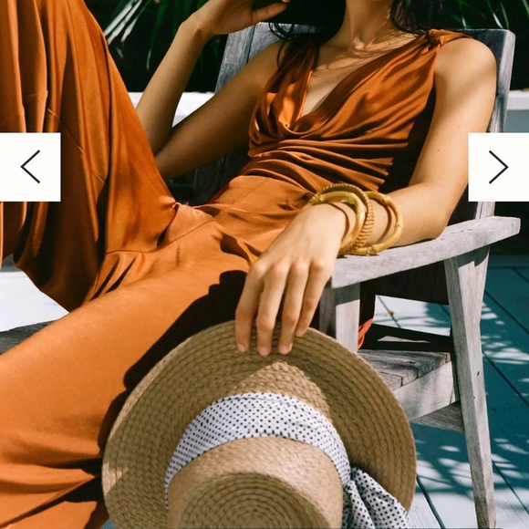 Anthropologie Maeve Enchantment Jumpsuit Women’s Size XS Copper Rust Wide Leg - Picture 1 of 10